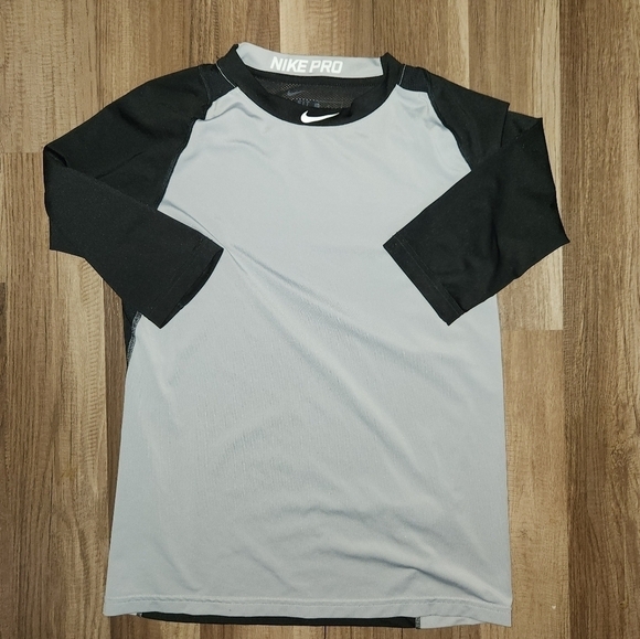 NIKE Pro longsleeve shirt size Small Dri Fit black and gray - Picture 1 of 4